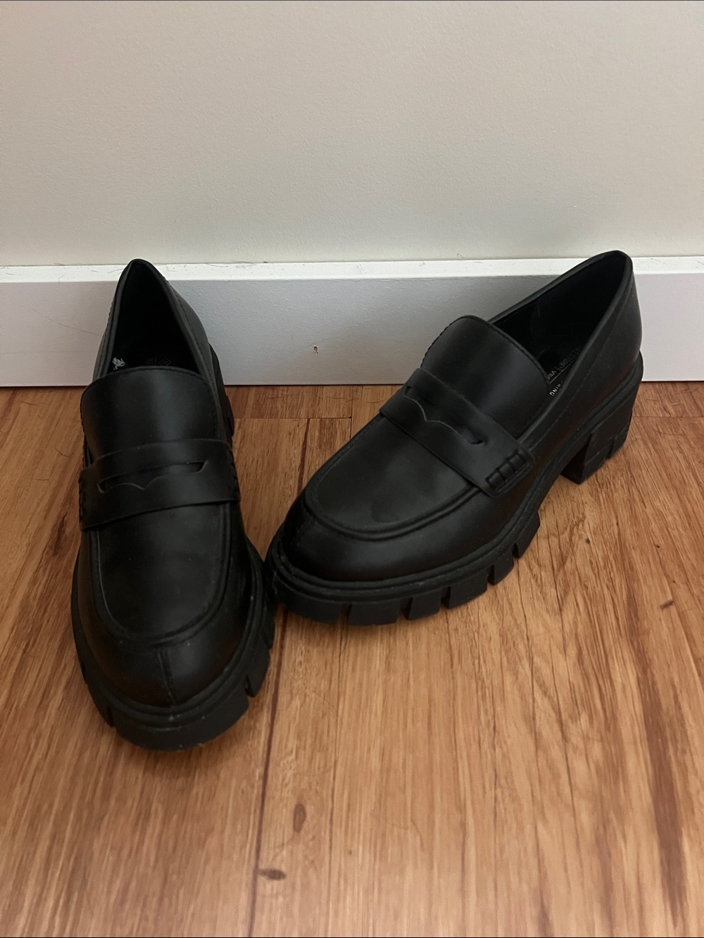 Call It Spring Shylo Chunky Penny Loafers Black Lug Sole Loafers Like New